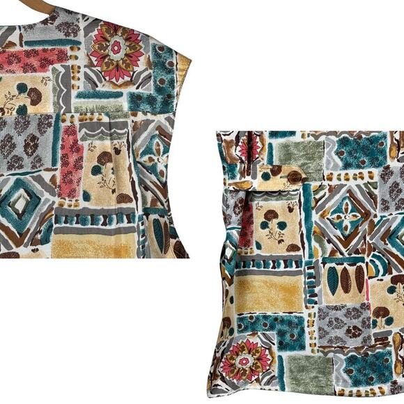 Bogari Vest Women's Medium Multicolor Bohemian Aztec Floral Print 100% Silk Long - Picture 8 of 10